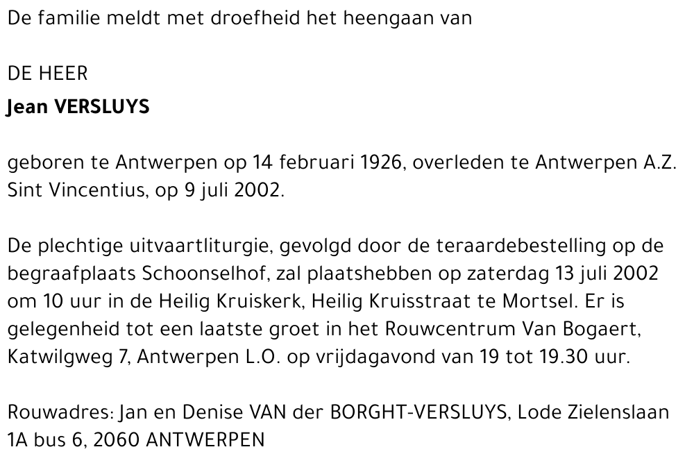 JEAN VERSLUYS