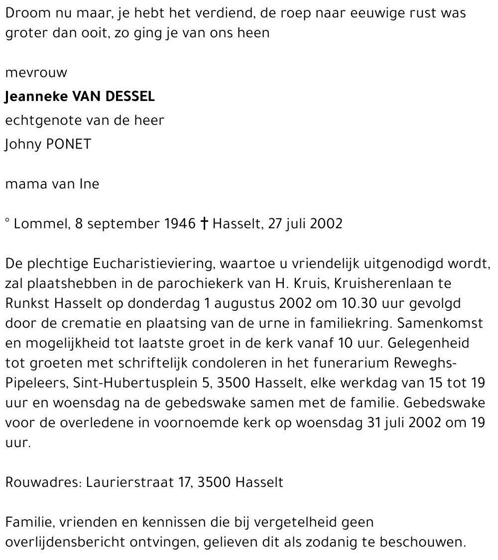 Jeanne Van Dessel