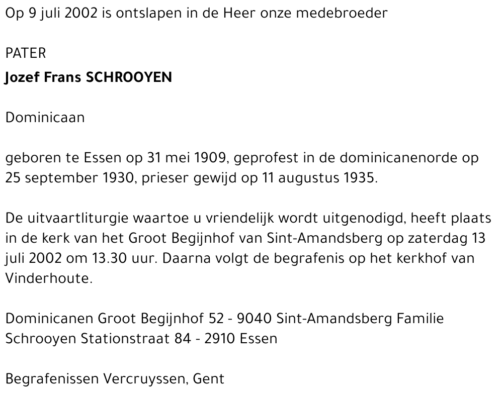 JOZEF FRANS SCHROOYEN