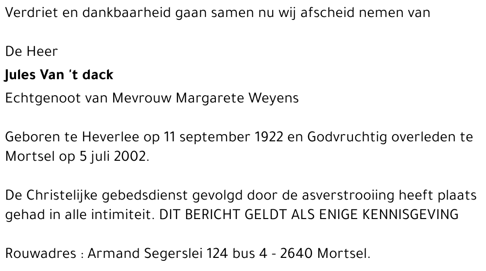 jules van 't dack