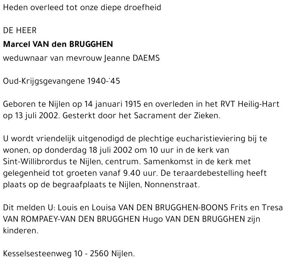 MARCEL VAN DEN BRUGGHEN