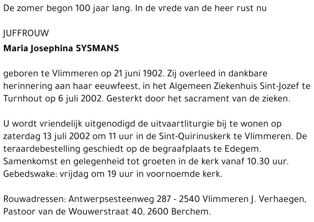 Maria Josephina Sysmans