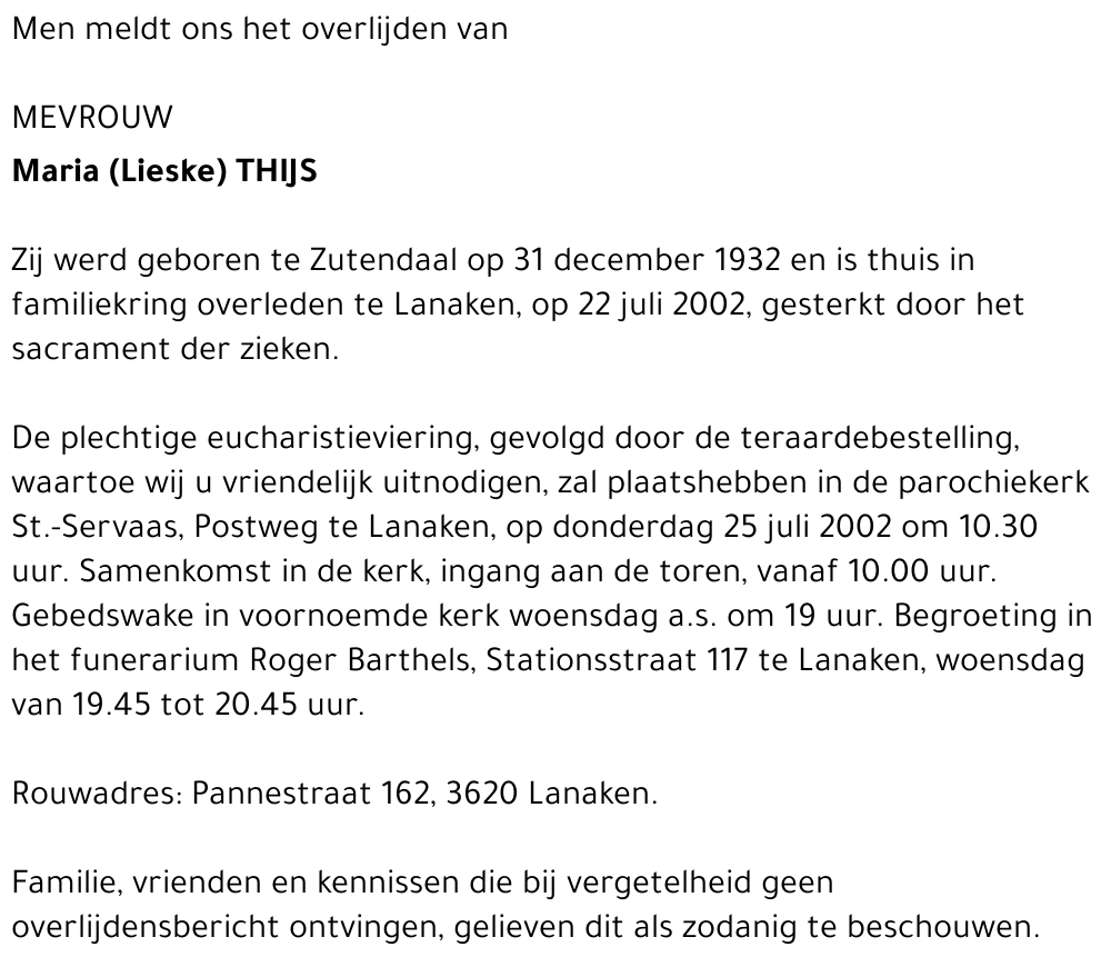Maria (Lieske) Thijs