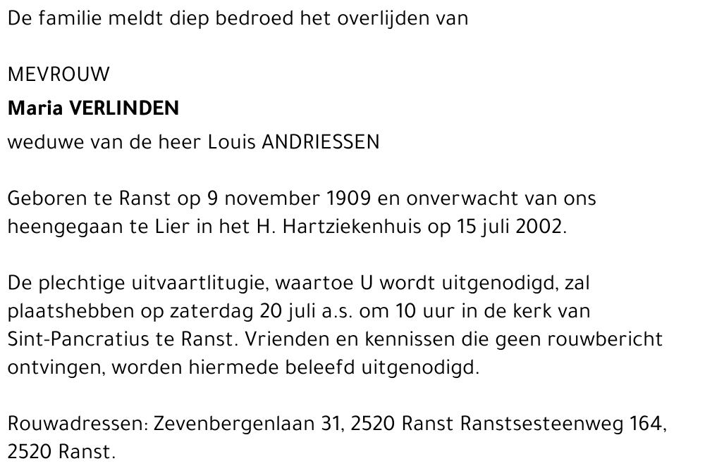 MARIA VERLINDEN