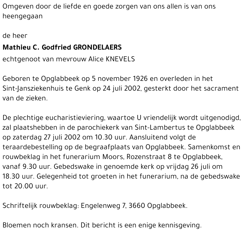 Mathieu C. Godfried Grondelaers