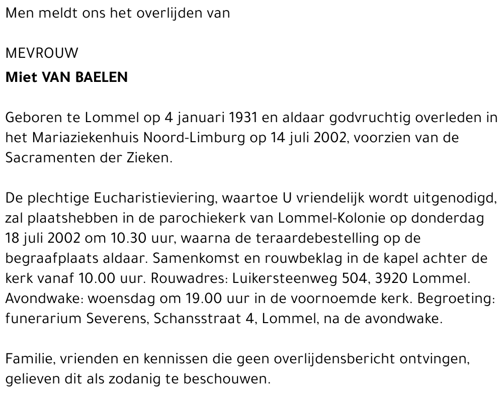 Miet Van Baelen