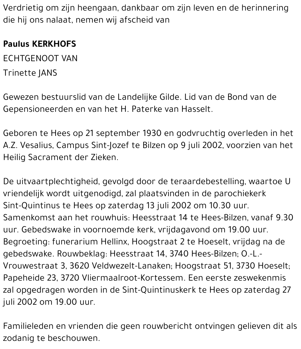 Paulus Kerkhofs