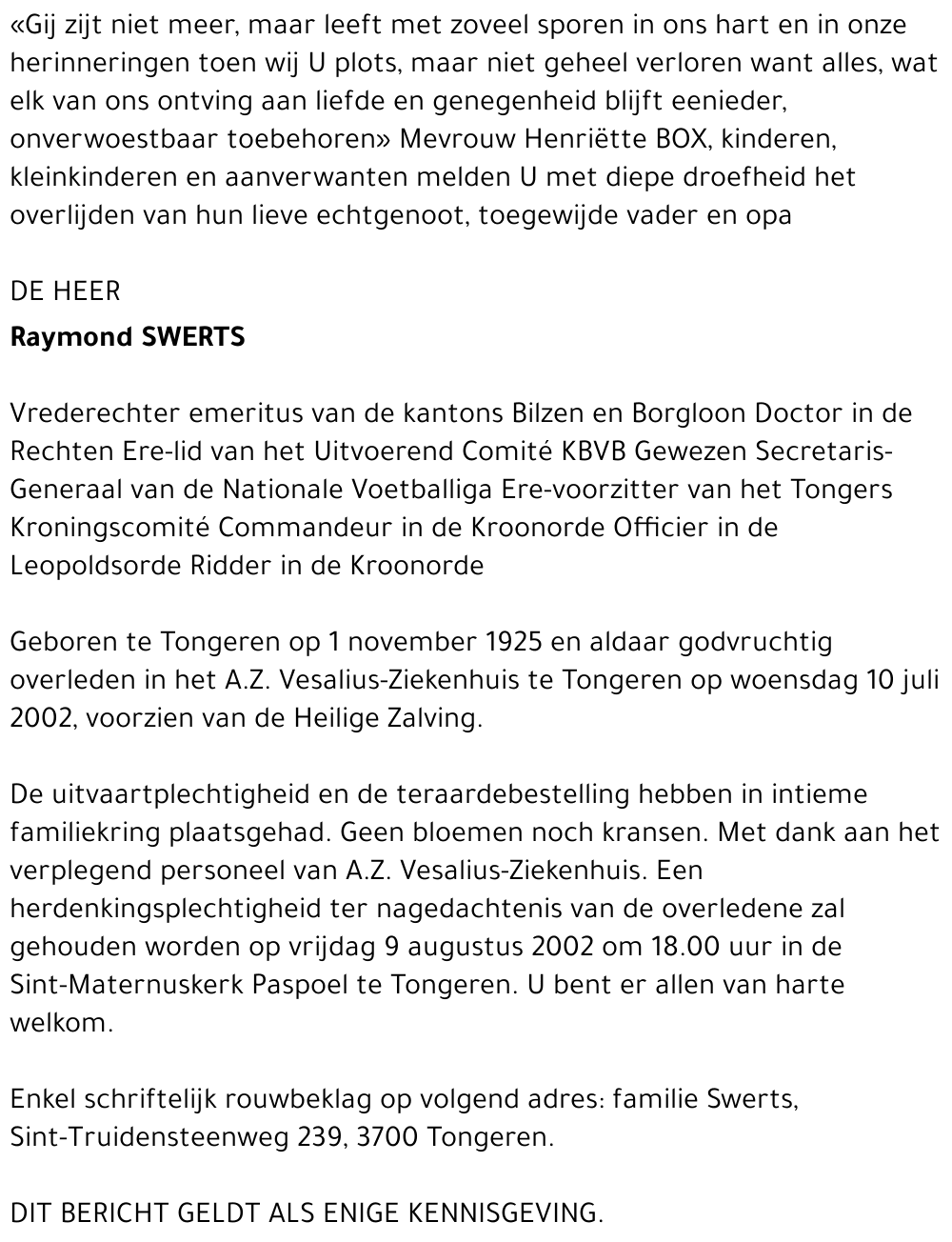 Raymond Swerts