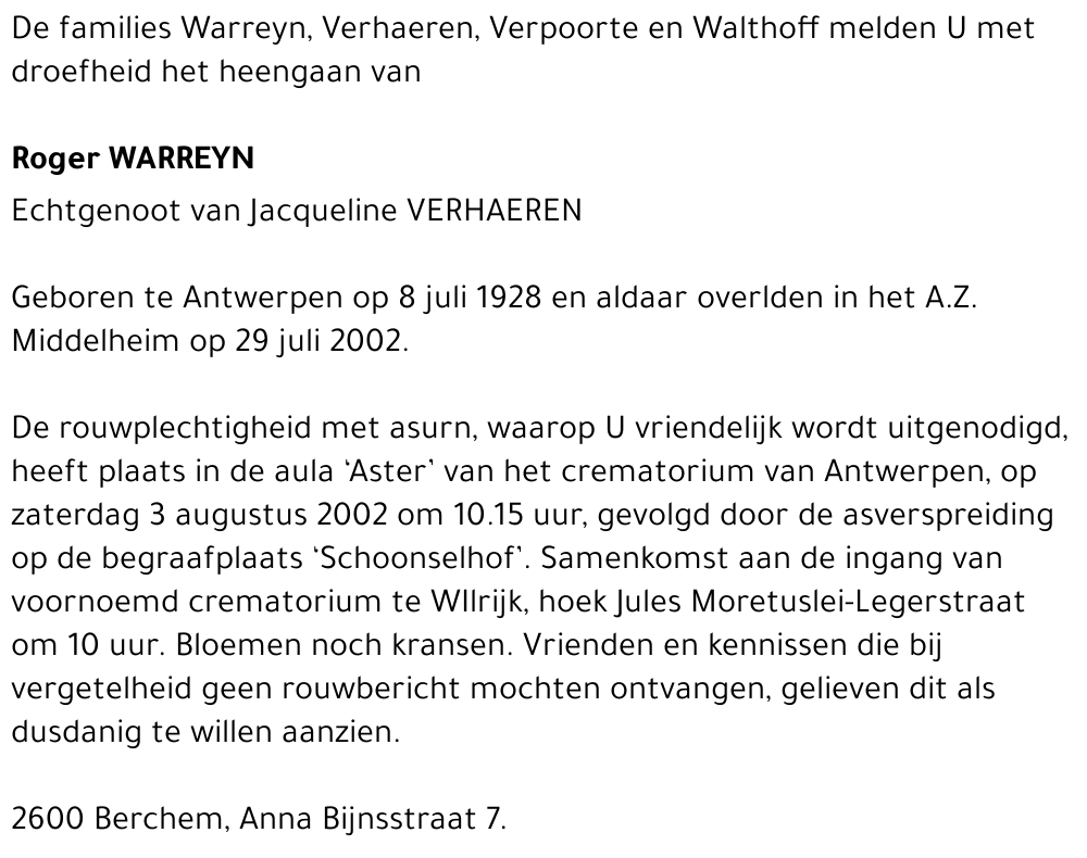 ROGER WARREYN