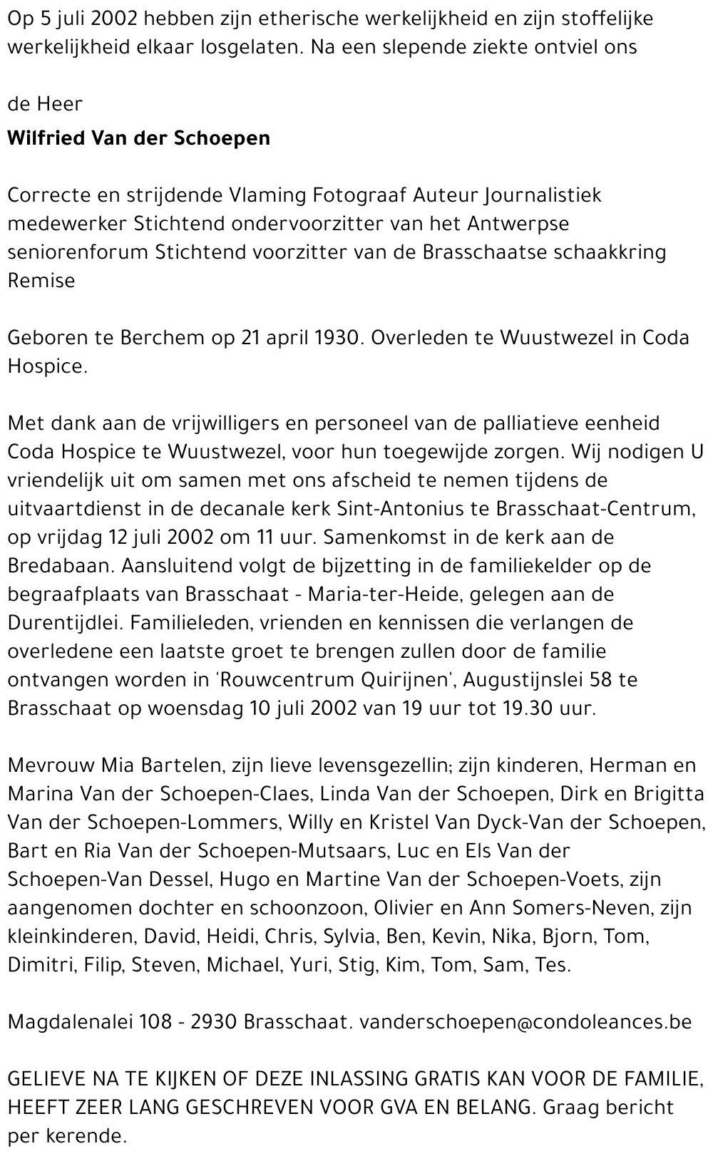 Wilfried Van der Schoepen
