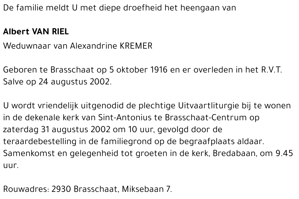 ALBERT VAN RIEL