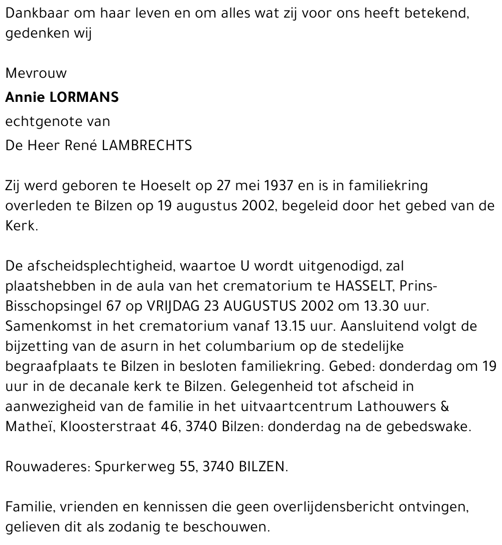 Annie LORMANS
