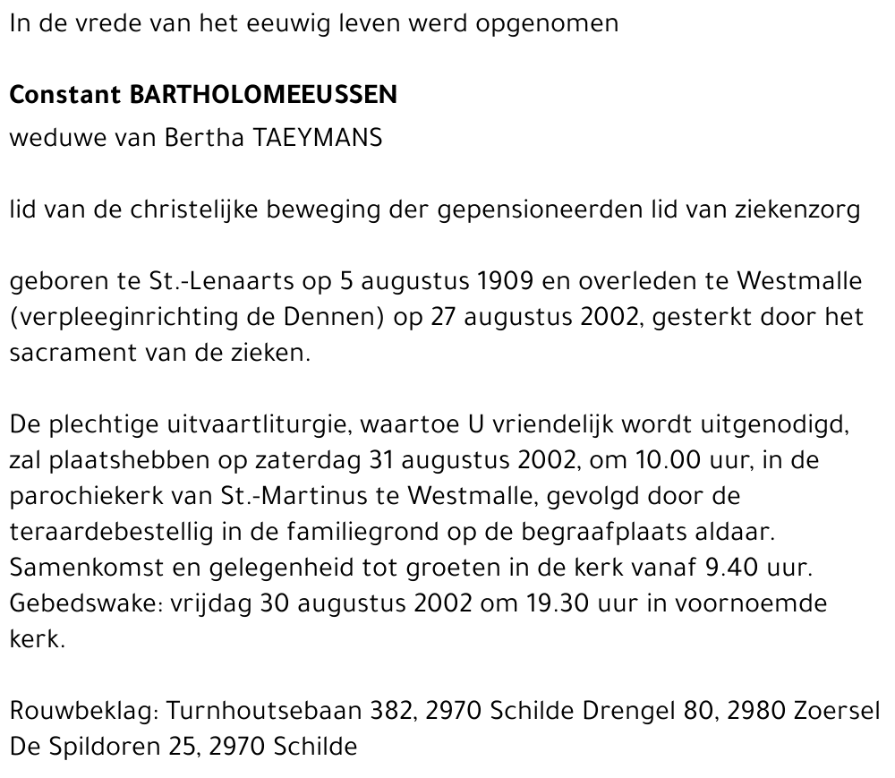 CONSTANT BARTHOLOMEEUSSEN