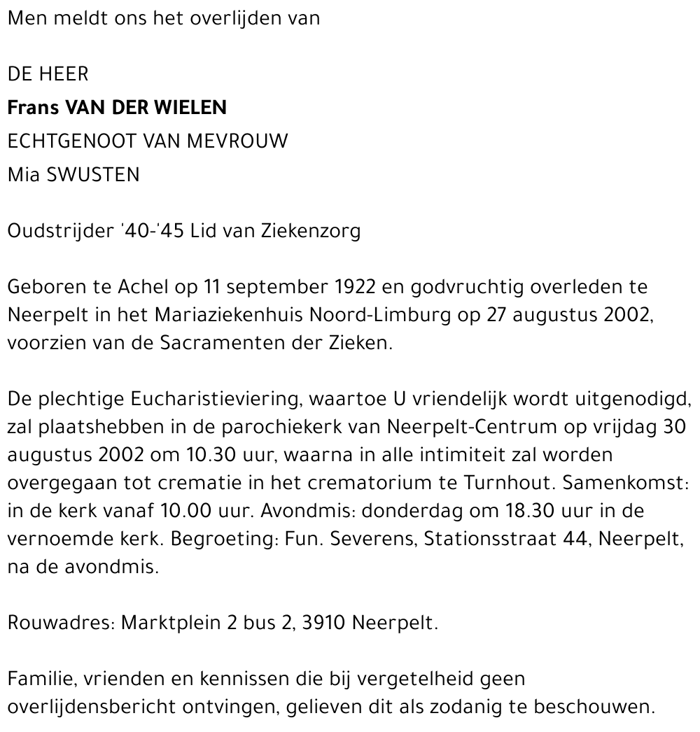 Frans Van der Wielen