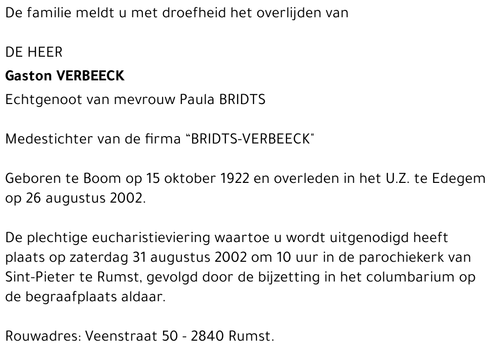 GASTON VERBEECK