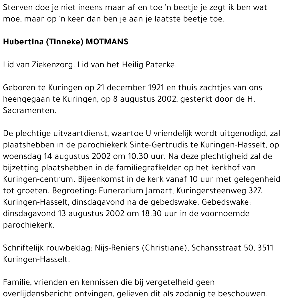 Hubertina (Tinneke) Motmans