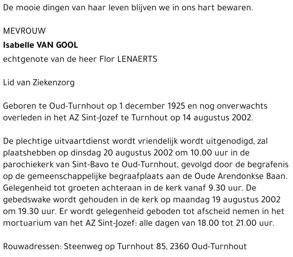 ISABELLE VAN GOOL