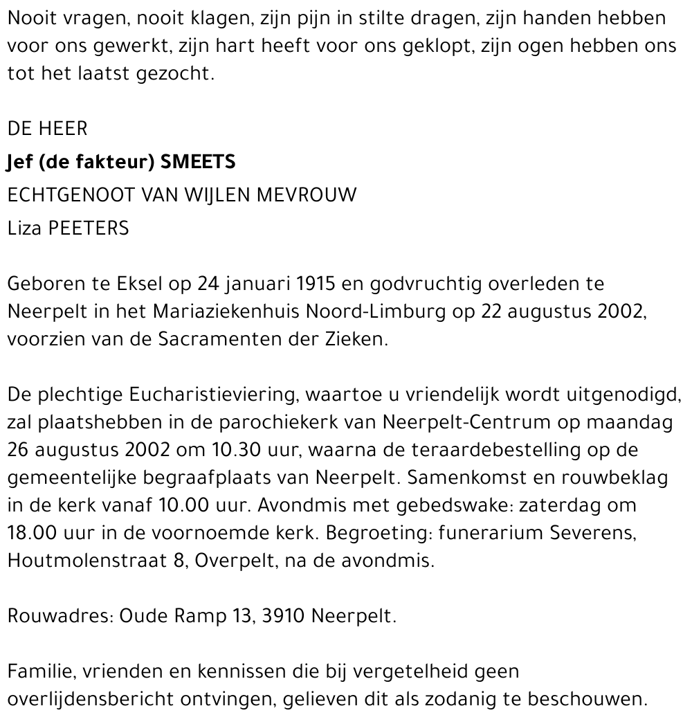 Jef (de fakteur) Smeets