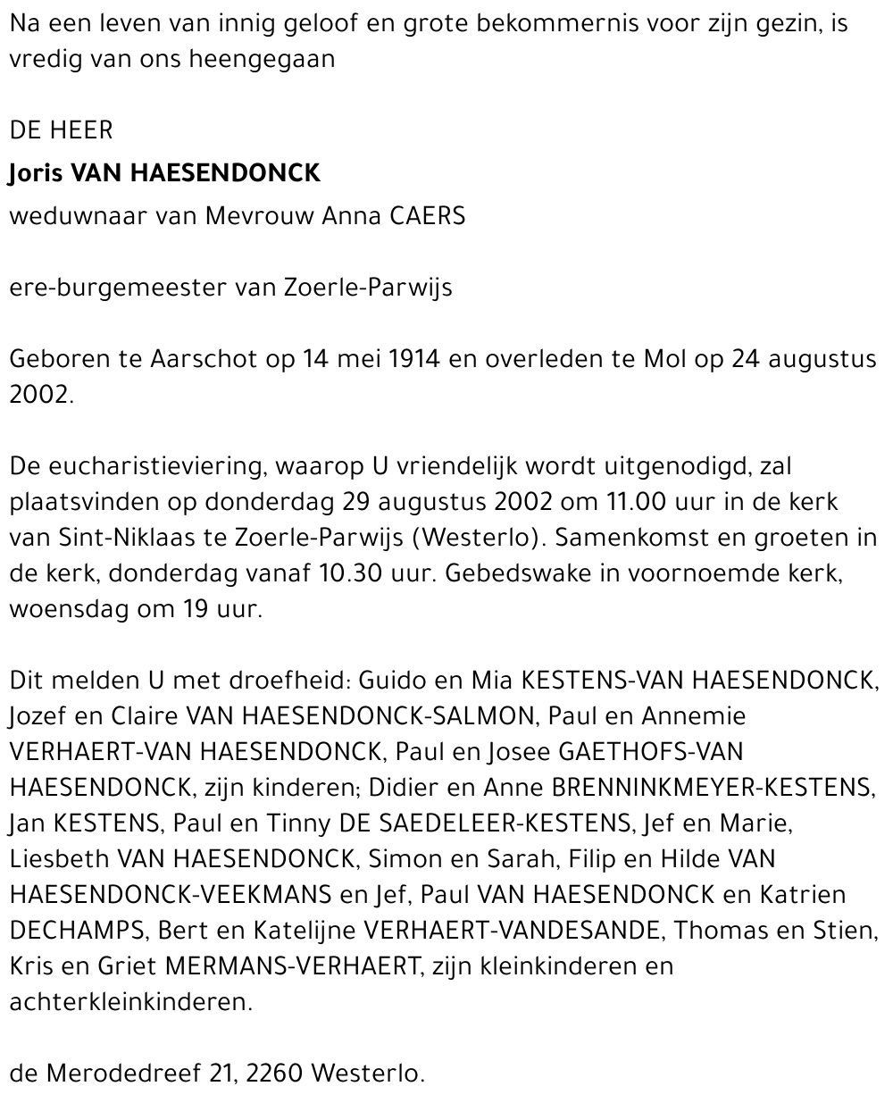 Joris VAN HAESENDONCK