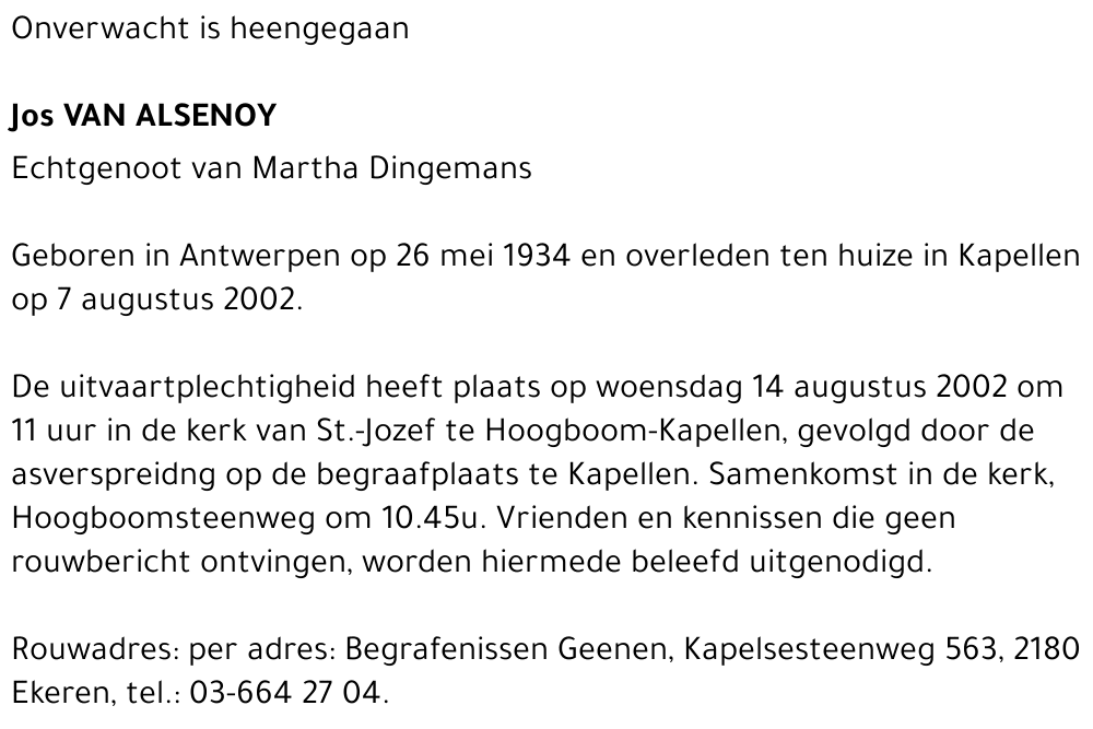 Jos Van Alsenoy