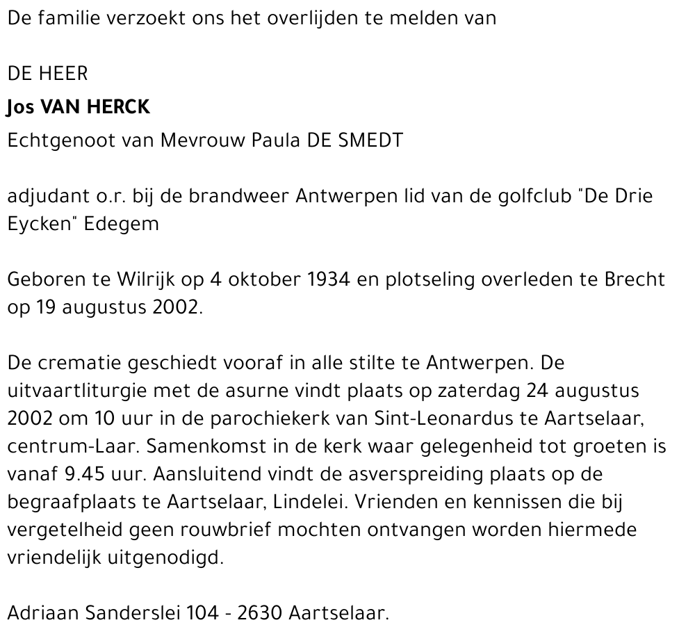 JOS VAN HERCK