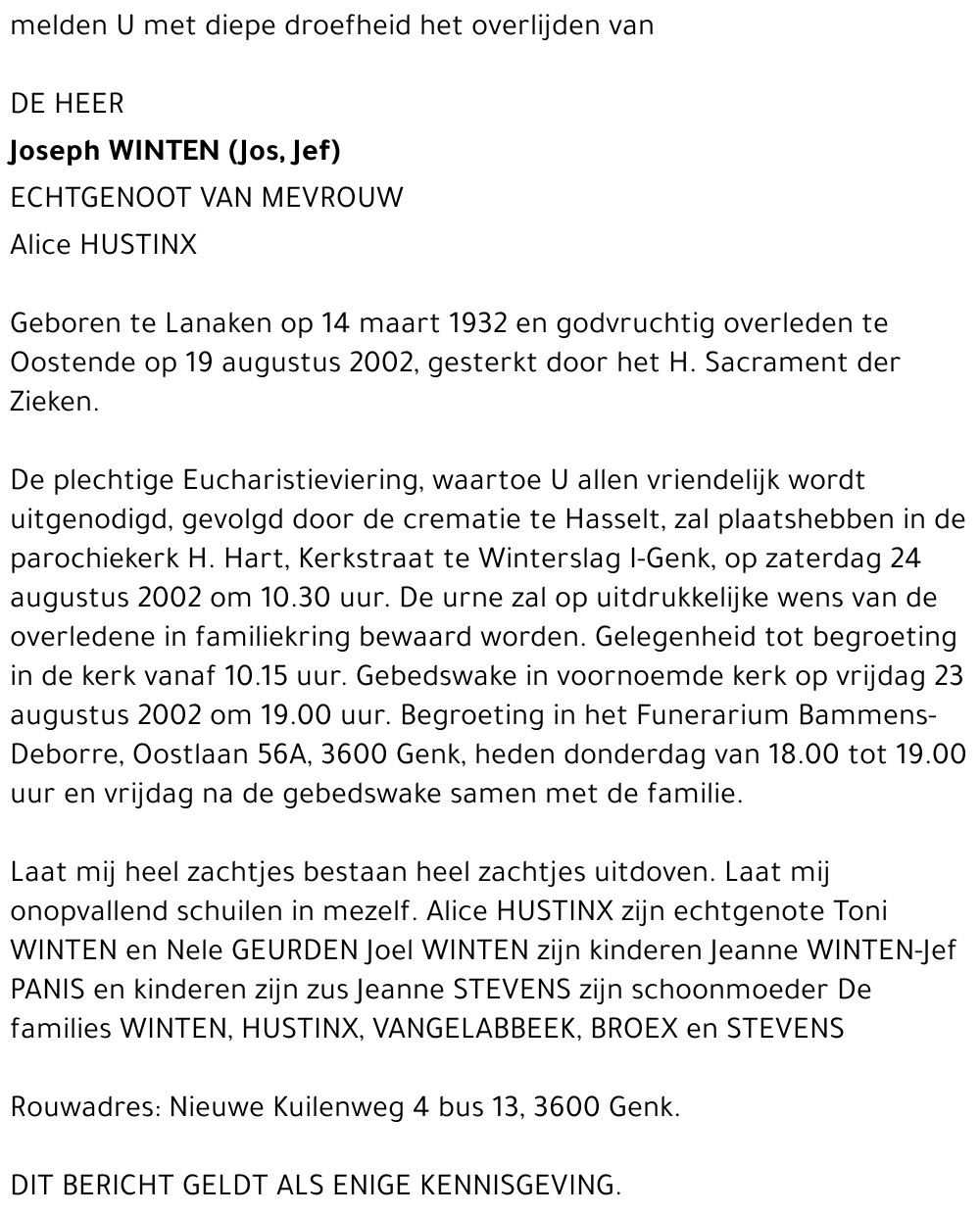 Joseph (Jos, Jef) Winten