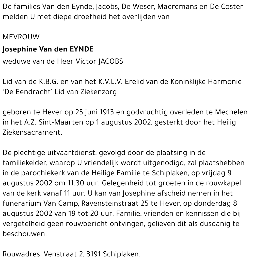 Josephine Van den EYNDE