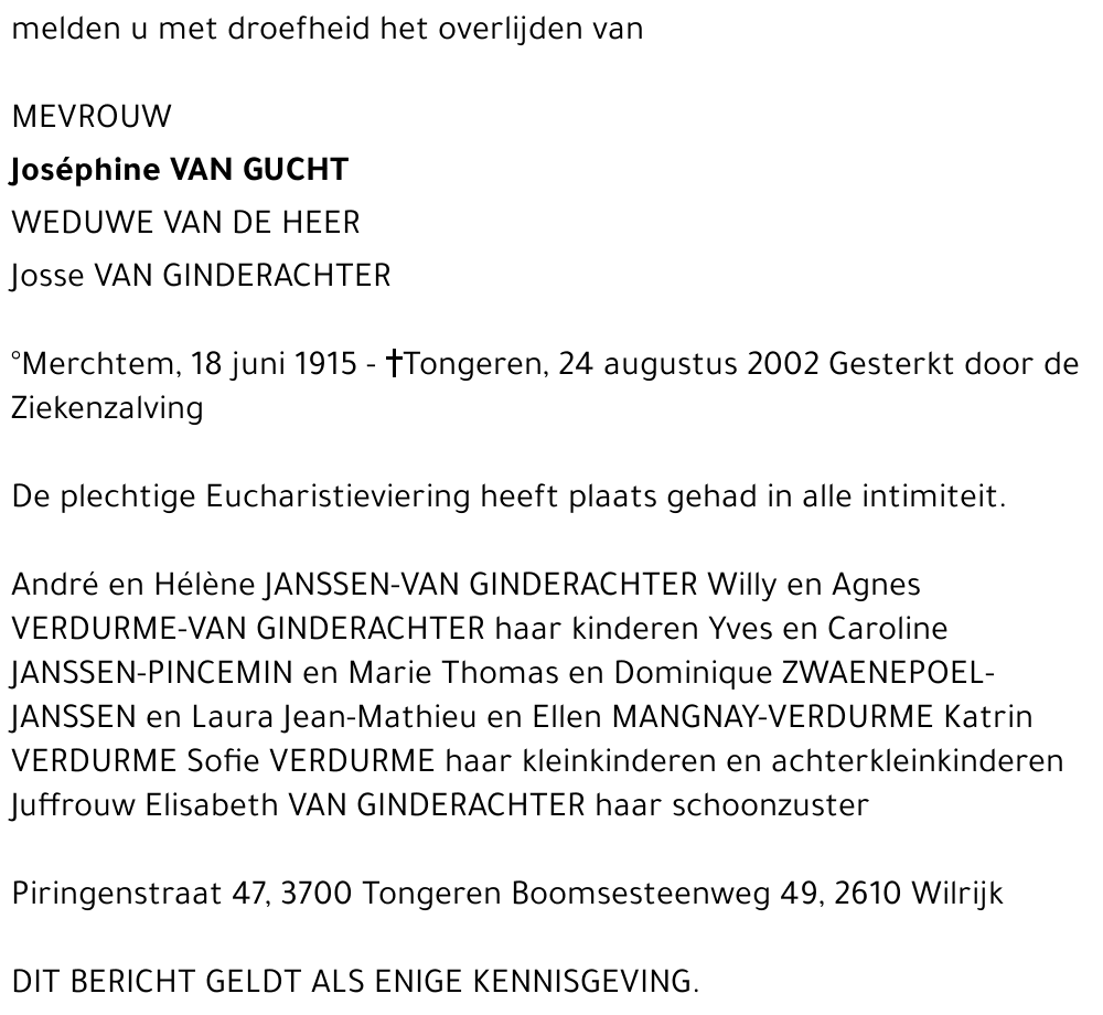 JOSÉPHINE VAN GUCHT