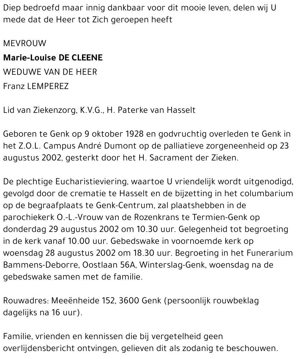 Marie-Louise De Cleene