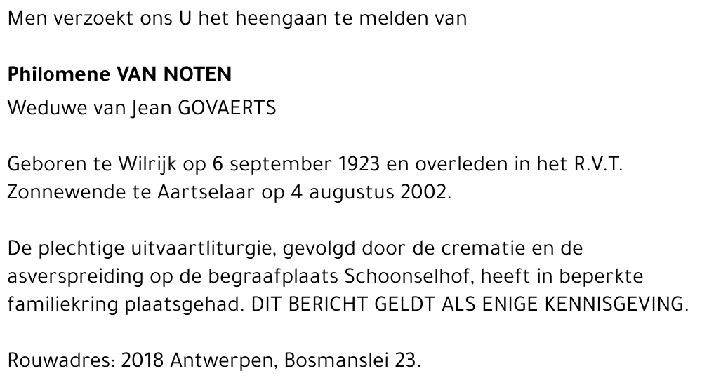 PHILOMENE VAN NOTEN