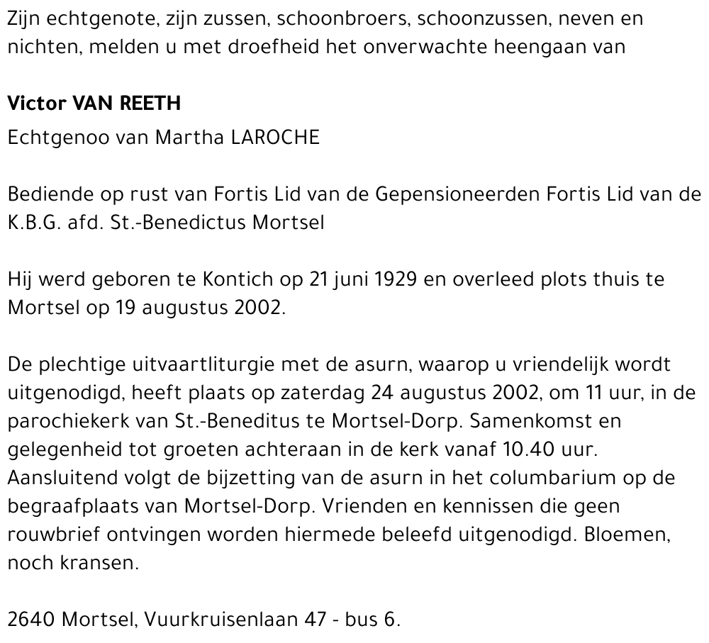 VICTOR VAN REETH