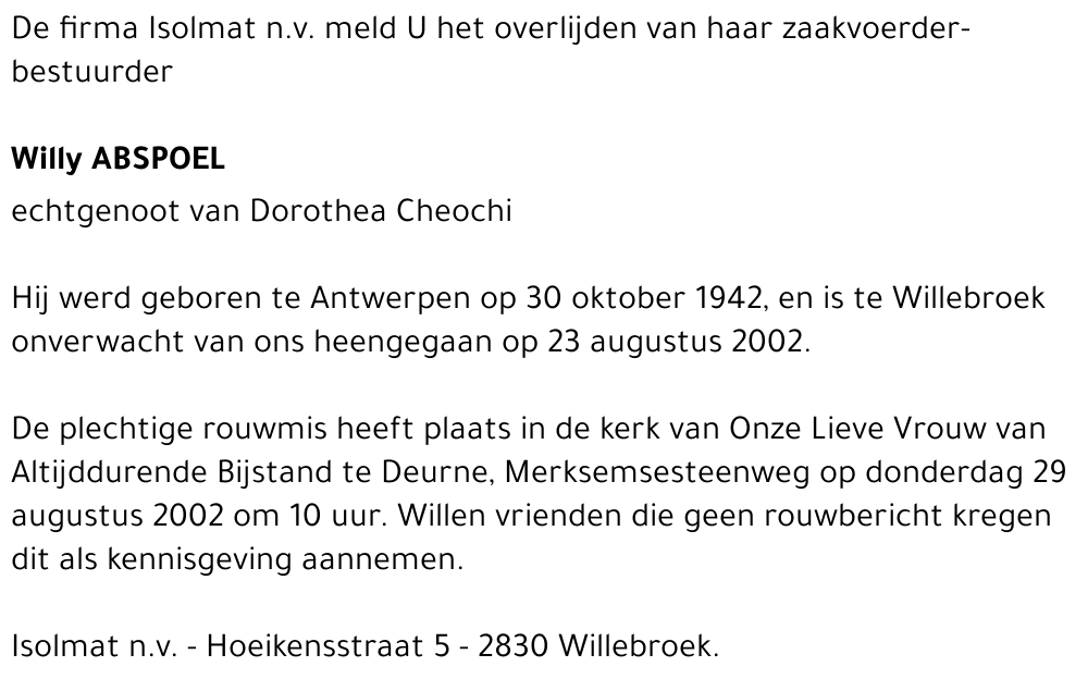 WILLY ABSPOEL