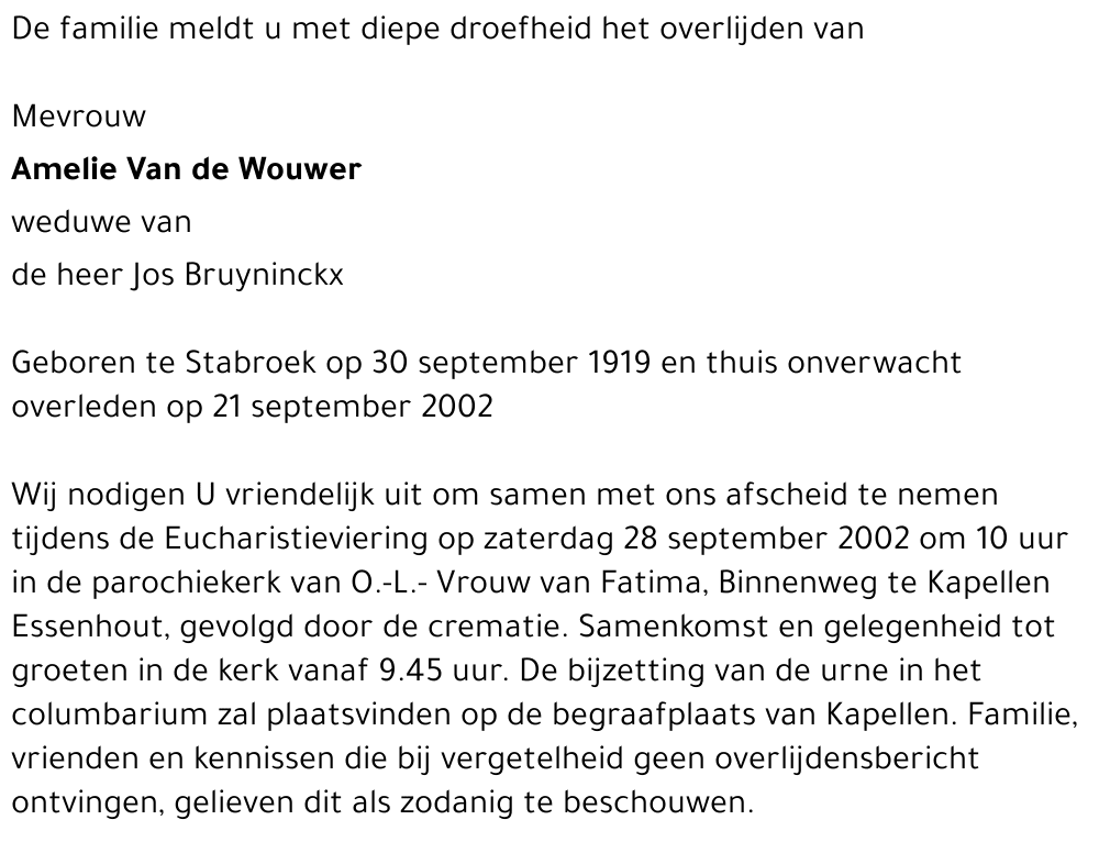 Amelia Van de Wouwer