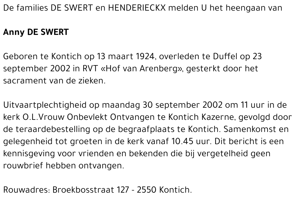ANNY DE SWERT