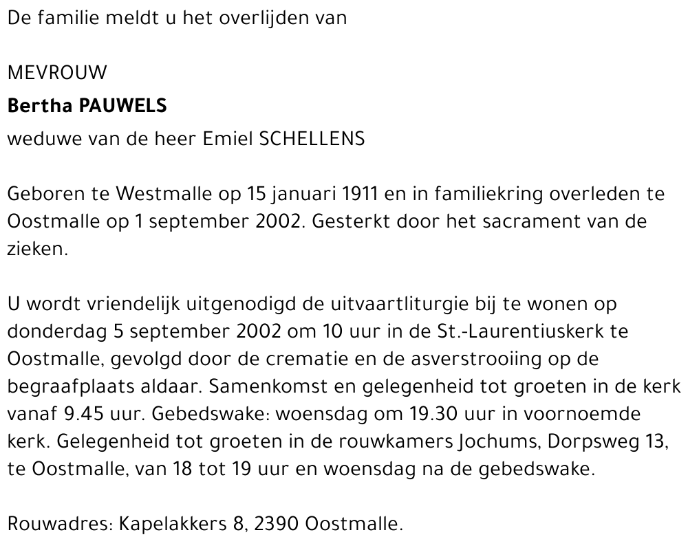 BERTHA PAUWELS