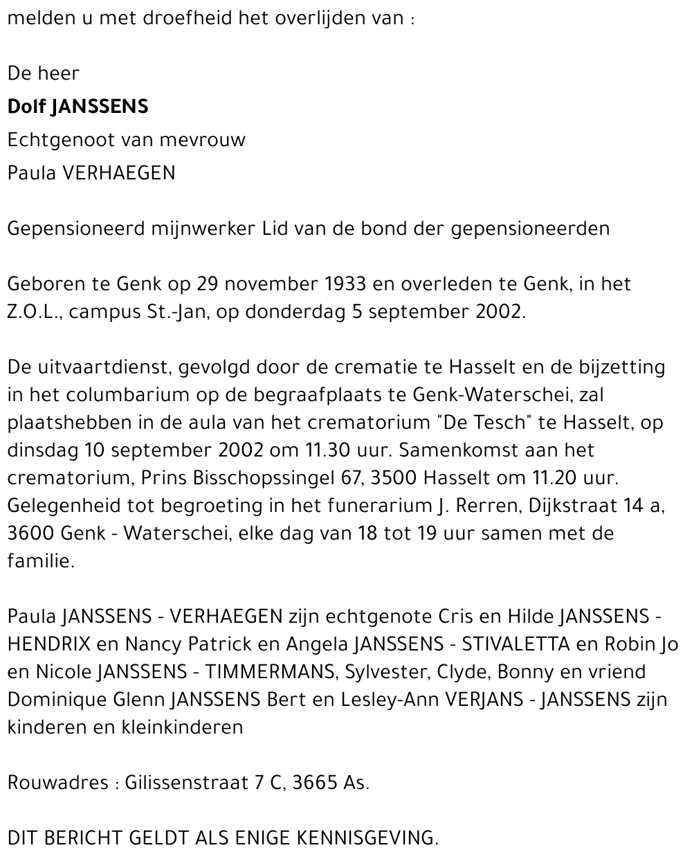 Dolf JANSSENS