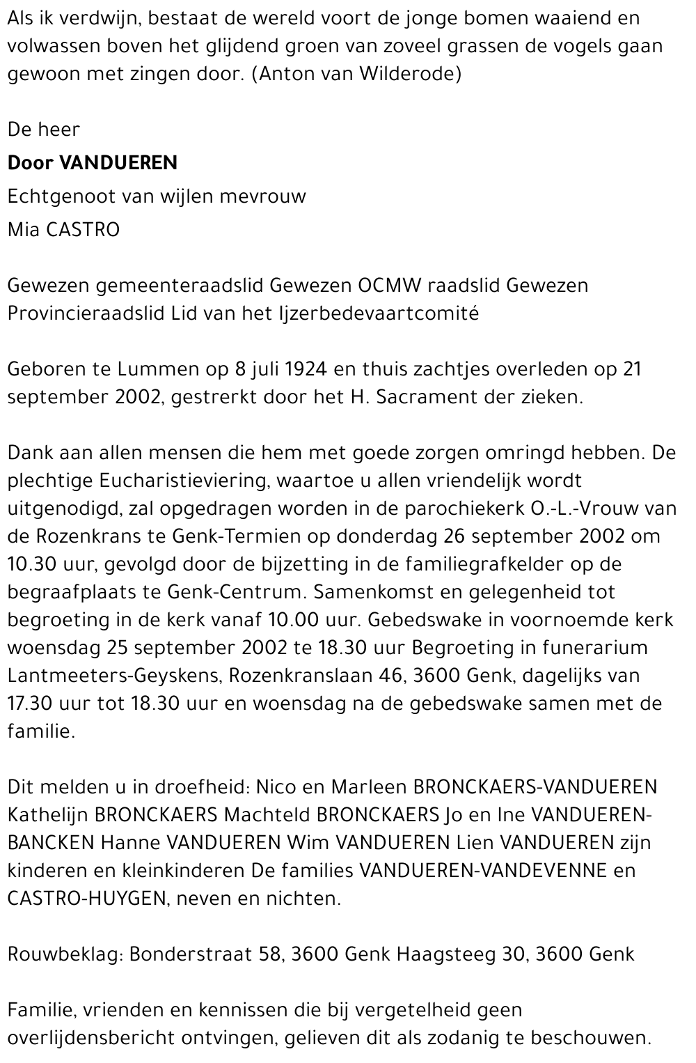 Door VANDUEREN