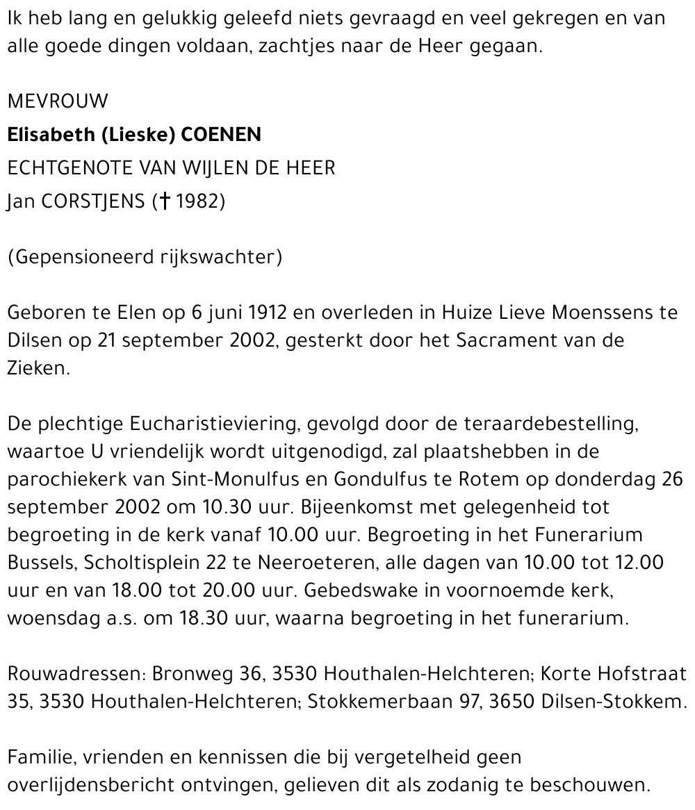 Elisabeth (Lieske) Coenen