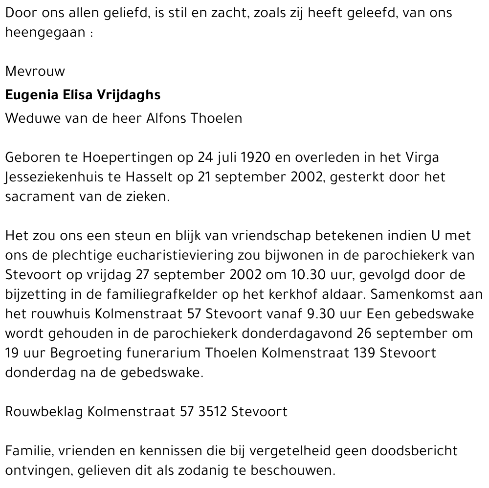 Eugenia Elisa Vrijdaghs