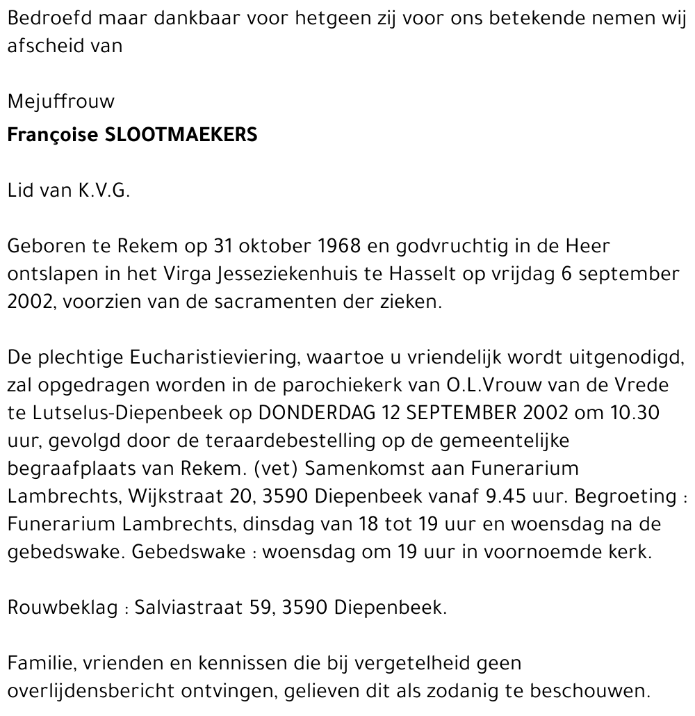 Françoise SLOOTMAEKERS