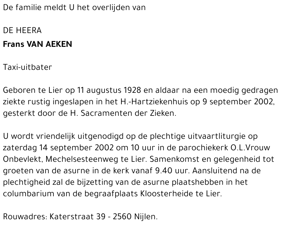 FRANS VAN AEKEN