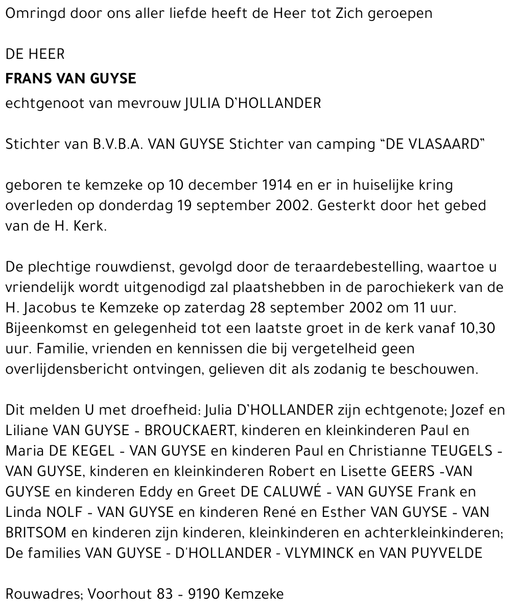 FRANS VAN GUYSE