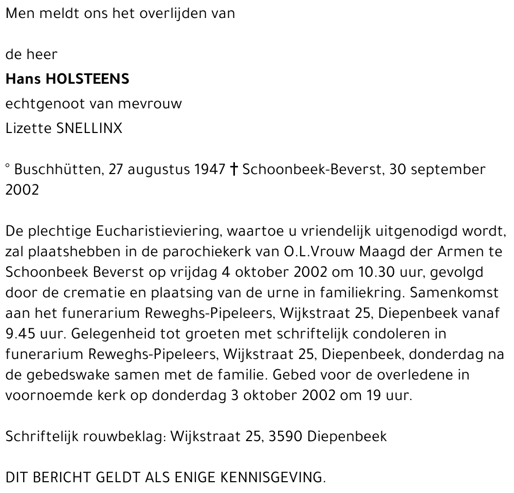 Hans Holsteens