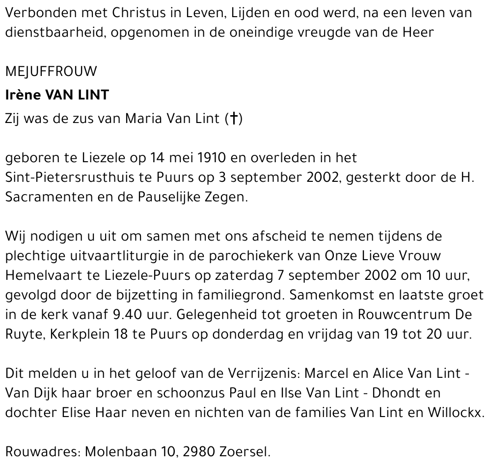 IRÈNE VAN LINT