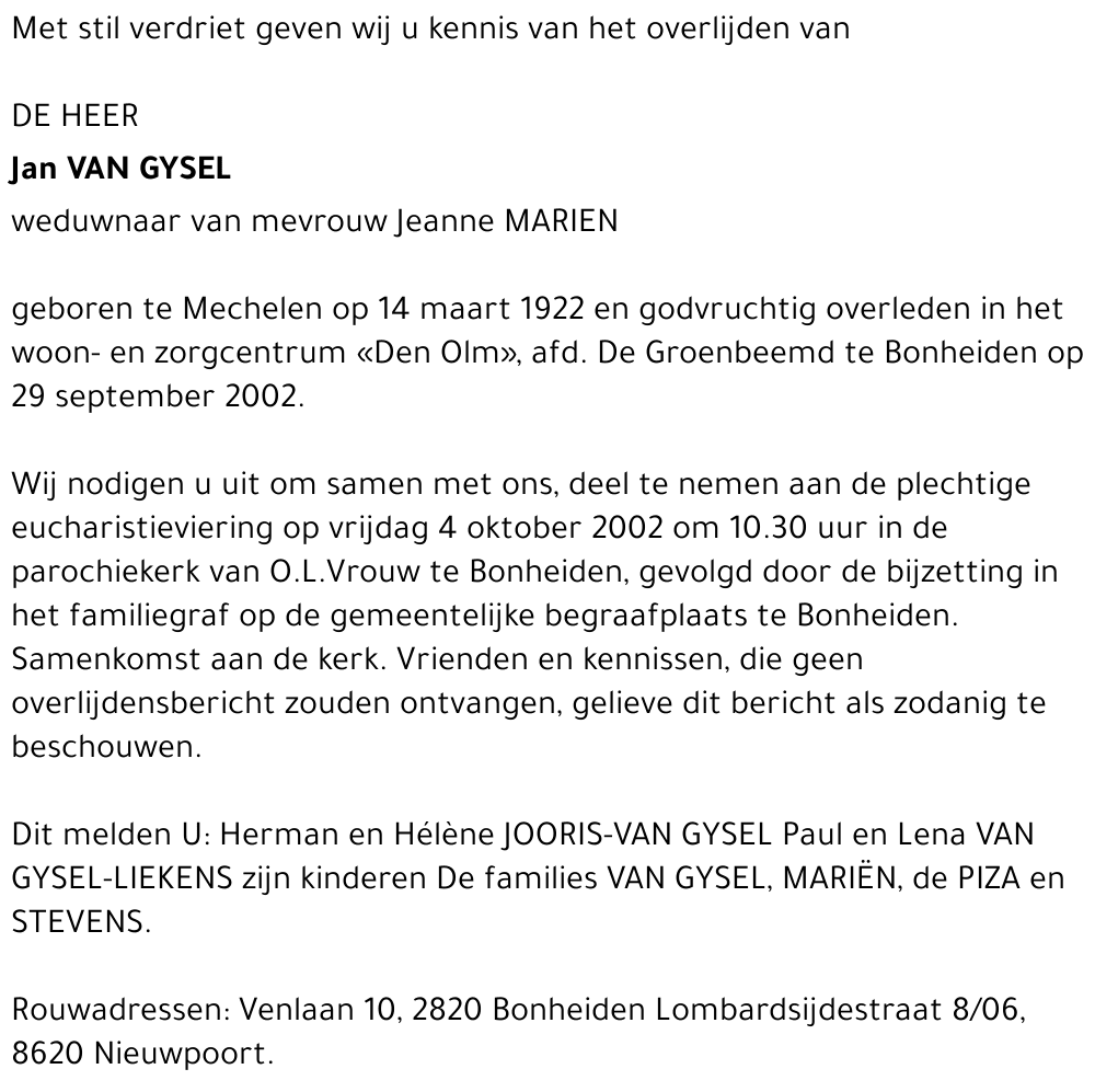Jan Van Gysel