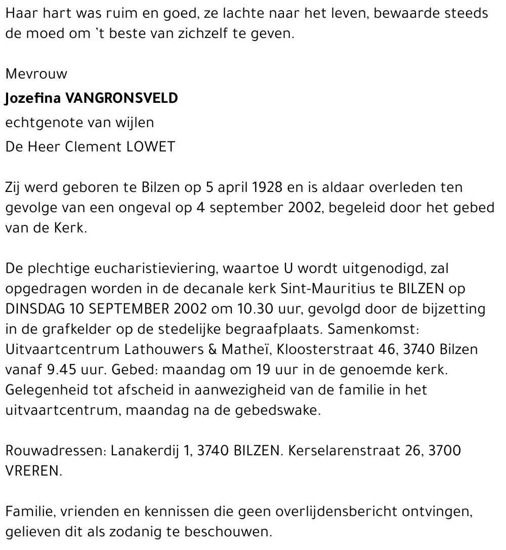 Jozefina VANGRONSVELD
