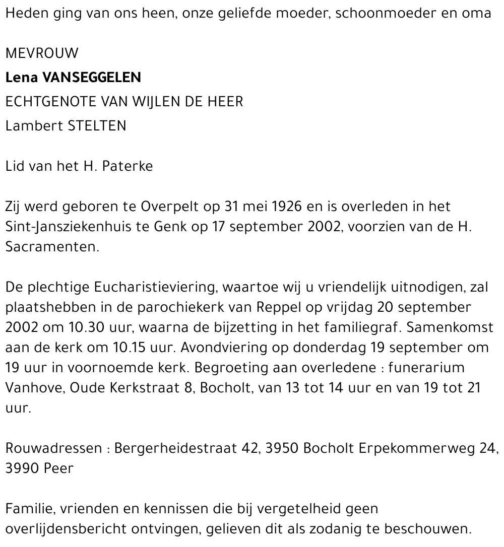 Lena Vanseggelen