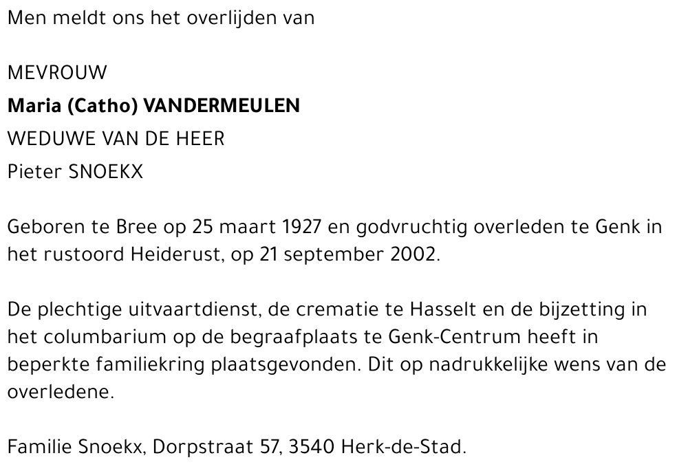 Maria (Catho) Vandermeulen