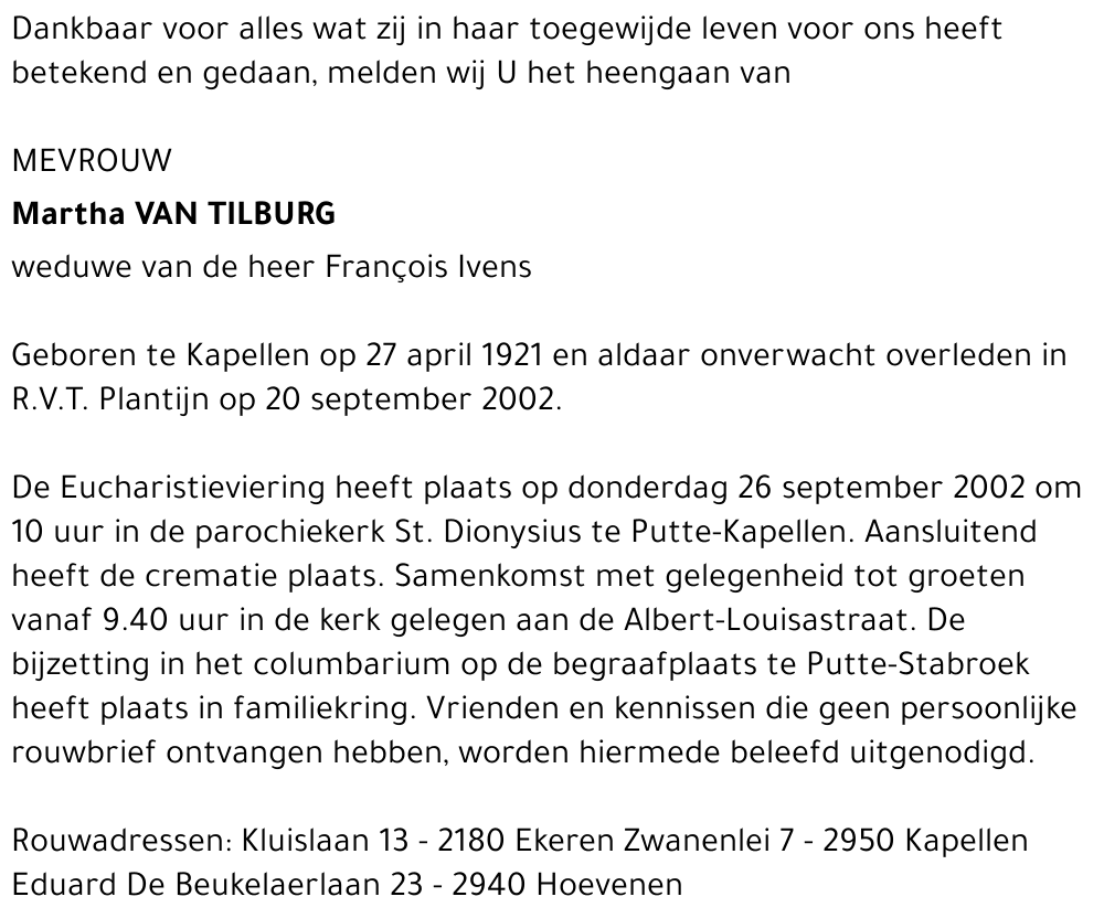 Martha VAN TILBURG