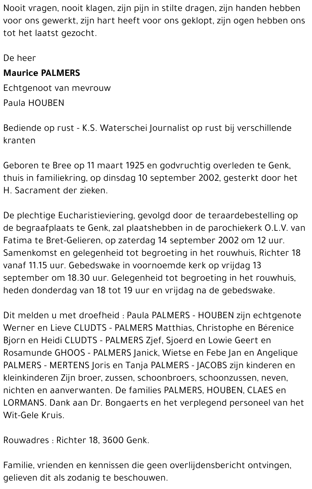 Maurice PALMERS